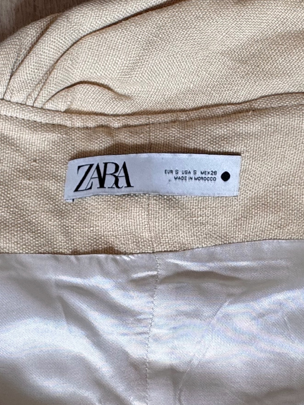 Zara Linen Off-Shoulder Cream Rock Button Front Top Sz S Office Date Natural - Picture 3 of 9